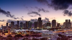 Miami sunset skyline